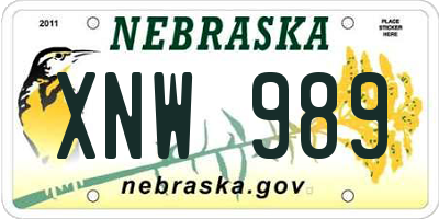 NE license plate XNW989