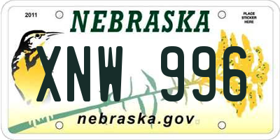 NE license plate XNW996
