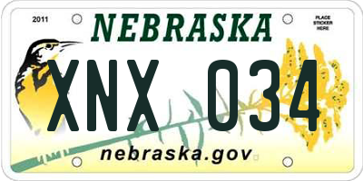 NE license plate XNX034