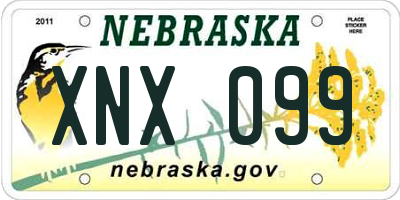 NE license plate XNX099