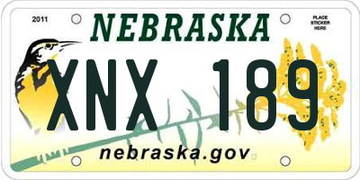 NE license plate XNX189