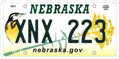 NE license plate XNX223