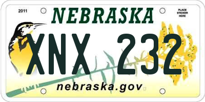 NE license plate XNX232
