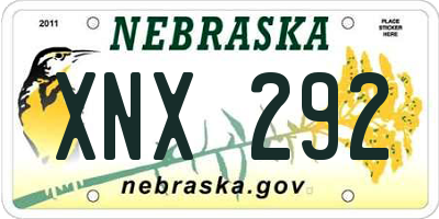 NE license plate XNX292