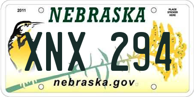 NE license plate XNX294