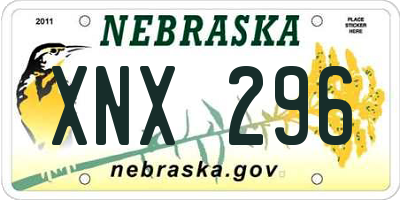 NE license plate XNX296