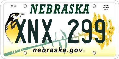 NE license plate XNX299