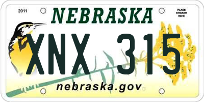 NE license plate XNX315