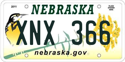 NE license plate XNX366
