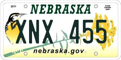 NE license plate XNX455