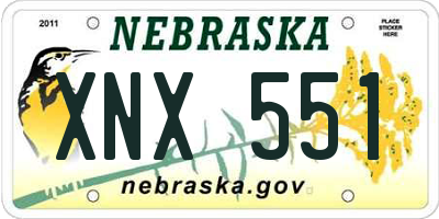 NE license plate XNX551