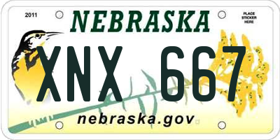 NE license plate XNX667