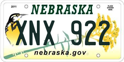 NE license plate XNX922