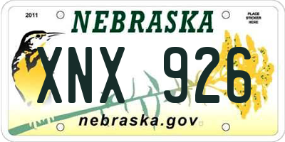 NE license plate XNX926