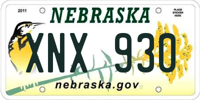 NE license plate XNX930