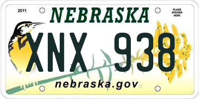 NE license plate XNX938