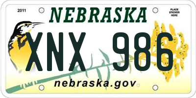 NE license plate XNX986