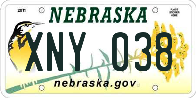 NE license plate XNY038