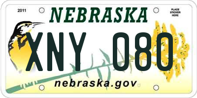 NE license plate XNY080