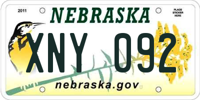 NE license plate XNY092