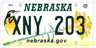 NE license plate XNY203