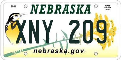 NE license plate XNY209