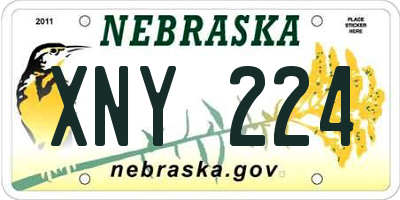 NE license plate XNY224