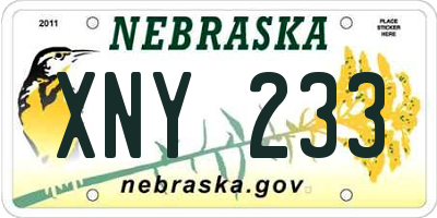 NE license plate XNY233