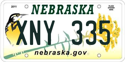 NE license plate XNY335