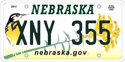NE license plate XNY355