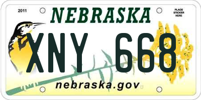 NE license plate XNY668