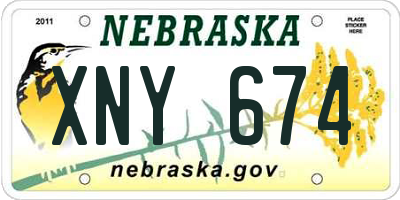 NE license plate XNY674