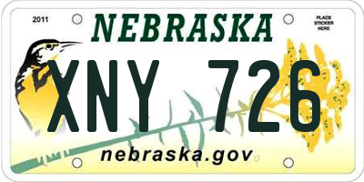 NE license plate XNY726