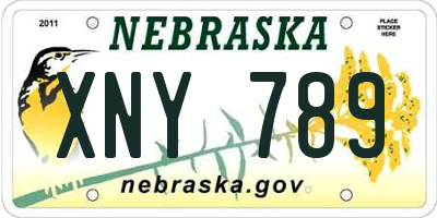 NE license plate XNY789