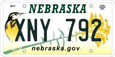 NE license plate XNY792
