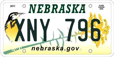 NE license plate XNY796