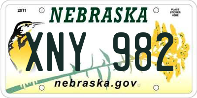 NE license plate XNY982