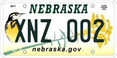 NE license plate XNZ002