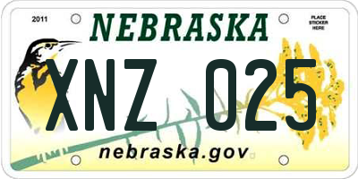 NE license plate XNZ025