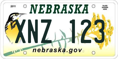 NE license plate XNZ123