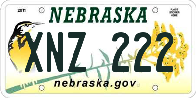 NE license plate XNZ222