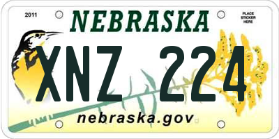 NE license plate XNZ224