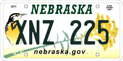 NE license plate XNZ225