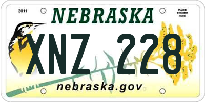 NE license plate XNZ228