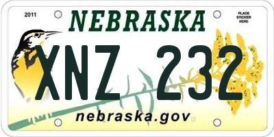 NE license plate XNZ232