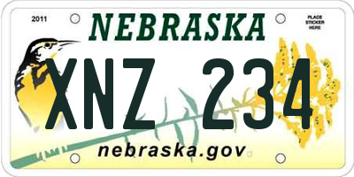 NE license plate XNZ234