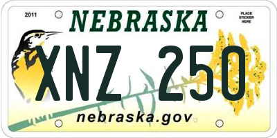 NE license plate XNZ250
