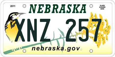 NE license plate XNZ257