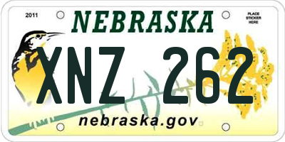 NE license plate XNZ262