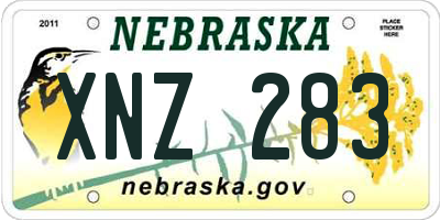 NE license plate XNZ283